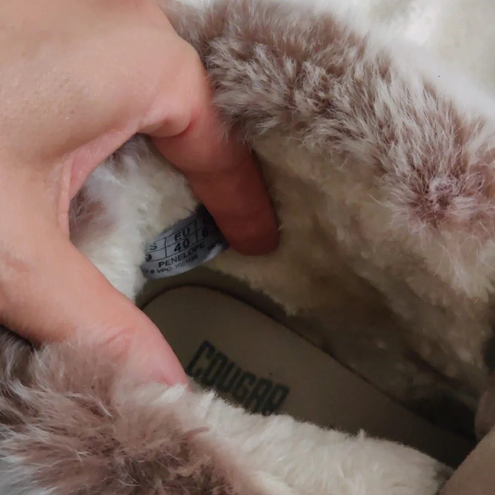 Cougar Penelope waterproof Suede & Rabbit Fur-Trim Wedge Mushroom Booties sz 9 - Picture 9 of 12